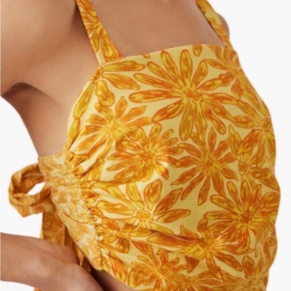 Free People Yellow Floral Print Tank Top